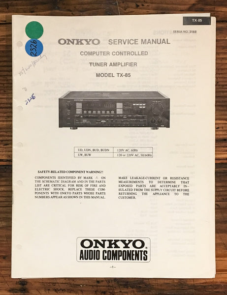 Onkyo TX-85 Receiver  Service Manual *Original*