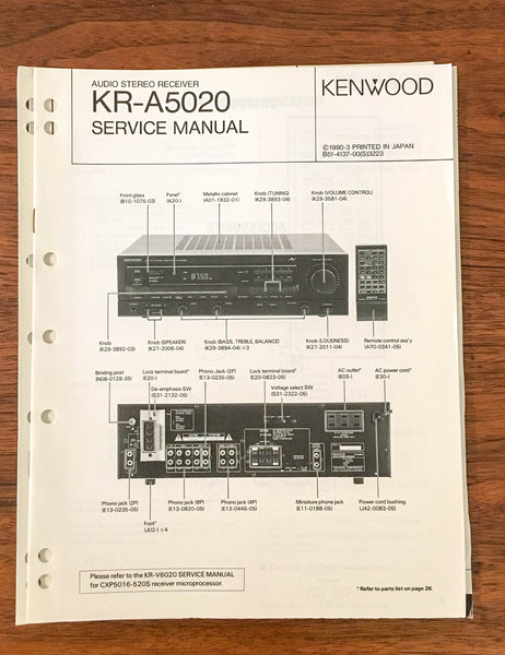 Kenwood KR-A5020 Receiver Service Manual *Original*