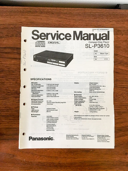 Panasonic SL-P3610 CD Player Service Manual *Original*