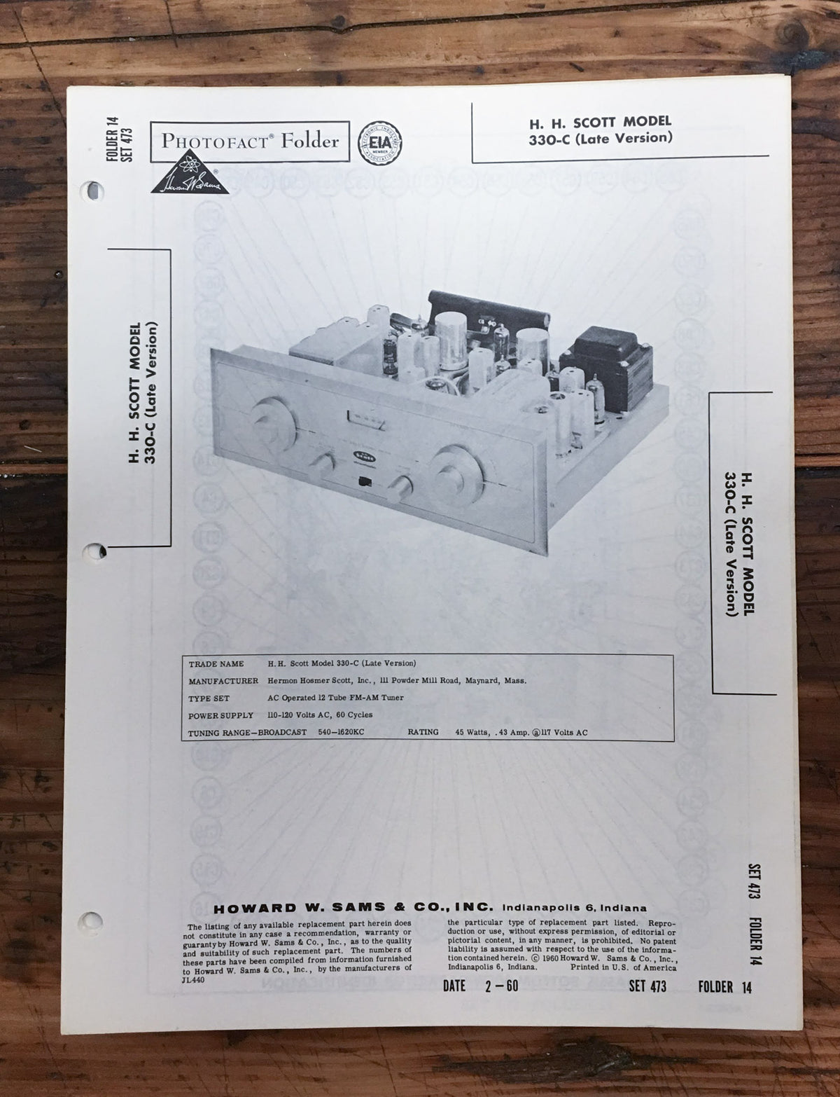 H.H Scott Model 330-C 330C Tuner  SAMS Service Manual *Orig*