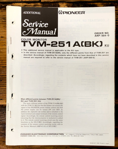 Pioneer TVM-251 A Monitor Add. Service Manual *Original*