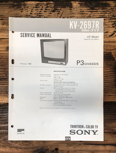 Sony KV-2697R TV  Service Manual *Original*