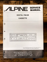 Alpine Model 7284 Car Stereo  Service Manual *Original*