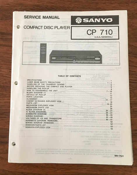 Sanyo CP 710 CD PLAYER Service Manual *Original*