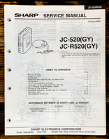 Sharp JC-520 JC-R520 Cassette Service Manual *Original*