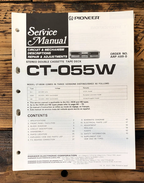 Pioneer CT-055W Cassette Service Manual *Original* #2