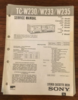 Sony TC-W230 TC-W233 TC-W235 CASSETTE Service Manual *Original*