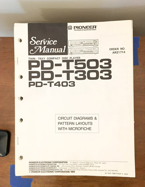 Pioneer PD-T503 PD-T303 PD-T403 CD Player Service Manual *Original* #1