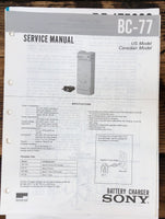 Sony BC-77 Battery Charger  Service Manual *Original*