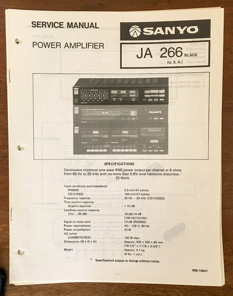 Sanyo JA 266 Amplifier Service Manual *Original*