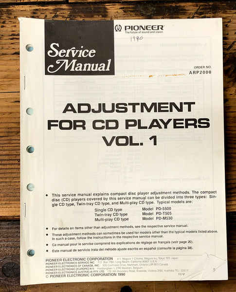 Pioneer Adjustments for CD Players VOL. 1   Service Manual *Original*