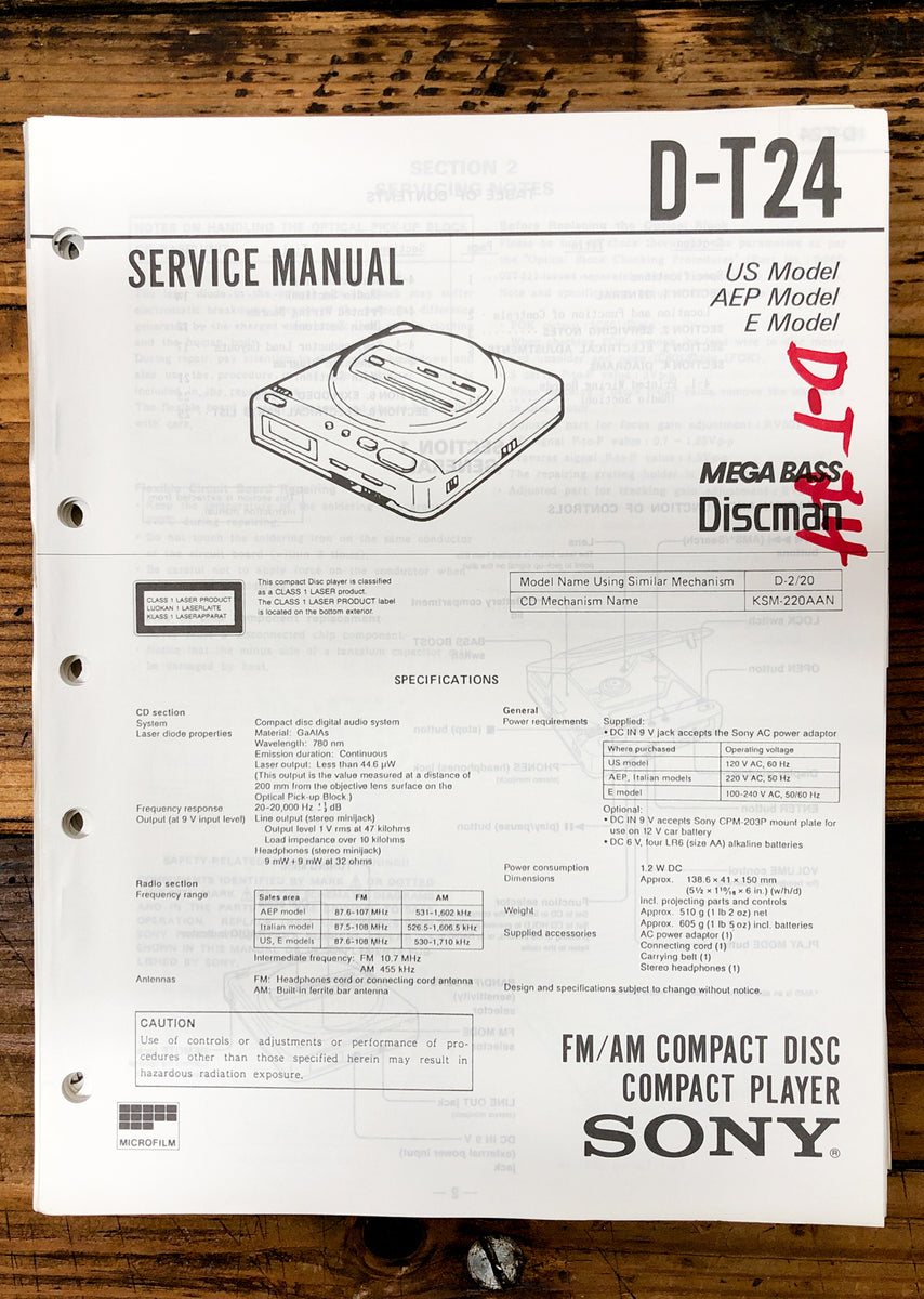 CD Player / Discman Service Manual *Original* – Vintage Audio Store ...
