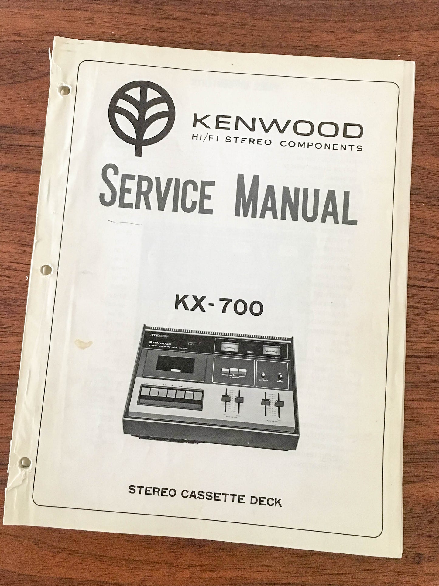Kenwood KX-700 Cassette Deck Service Manual *Original*