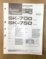 Pioneer SK-700 SK-750 Radio Cassette Service Manual *Original*