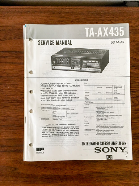 Sony TA-AX435 Amplifier Service Manual *Original*