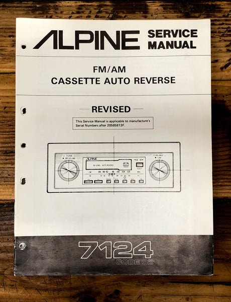 Alpine Model 7124 Car Radio / Cassette Revised Service Manual *Original* #2