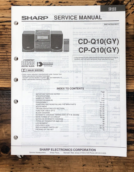 Sharp CD-Q10 CP-Q10 Radio Service Manual *Original*