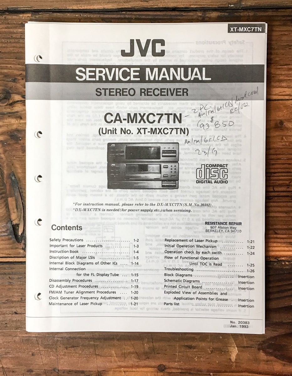 Stereo Service Manual *Original* – Vintage Audio Store - Vintage ...