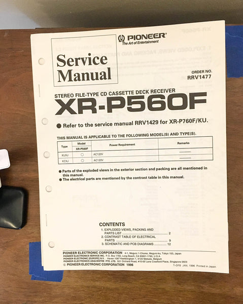 Pioneer XR-P560F Stereo System Service Manual *Original*