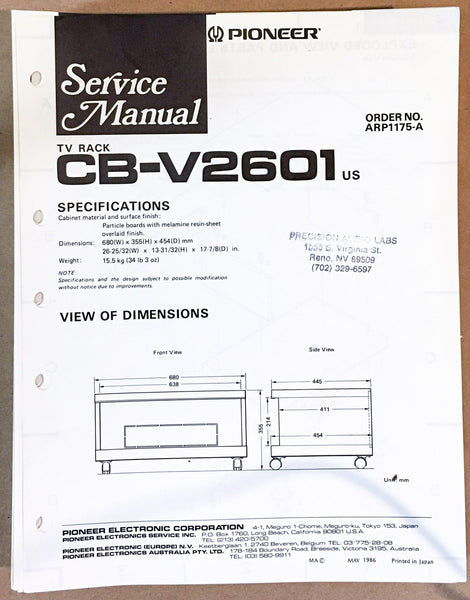 Pioneer CB-V2601 Audio Rack Service Manual *Original*