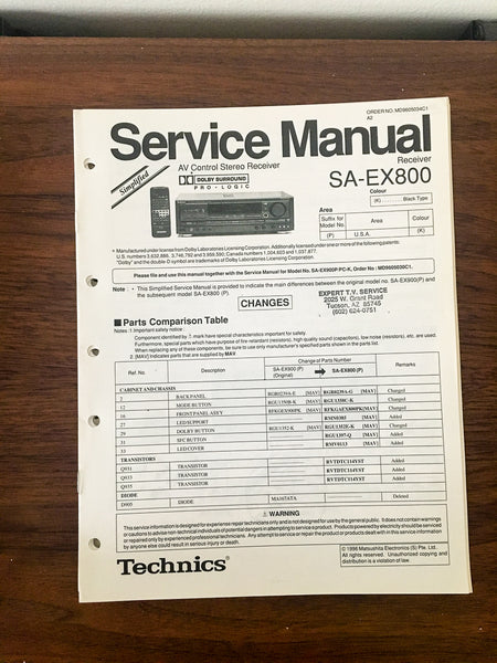 Technics SA-EX800 Receiver Service Manual *Original*