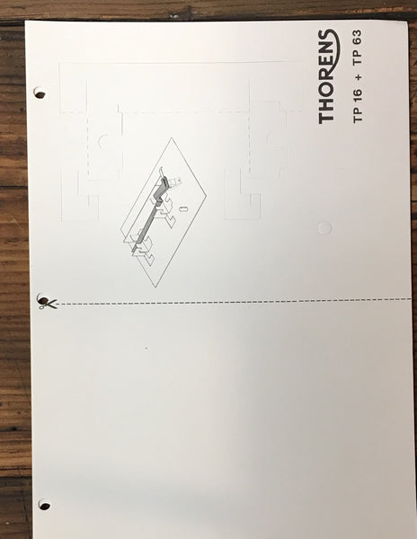 Thorens TP-16 TP-63 Turntable Tonearm Alignment Template *Original*