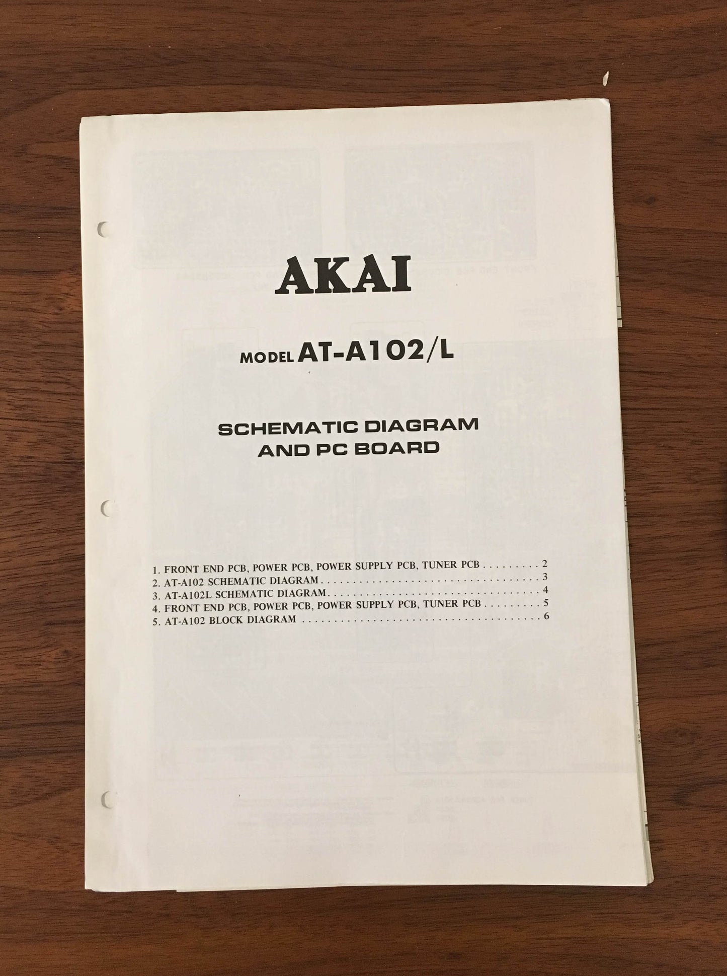 Akai AT-A102 / AT-A102L TUNER Service Manual *Original*