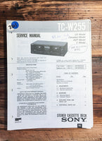 Sony TC-W255 Cassette Deck  Service Manual *Original*