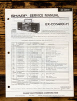 Sharp GX-CD540 Boombox / Radio Service Manual *Original*
