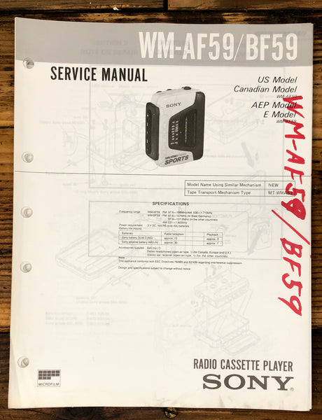 Sony WM-AF59 WM-BF59   Service Manual *Original*