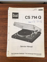 Dual CS 714Q 714-Q Turntable / Record Player Service Manual *Original*