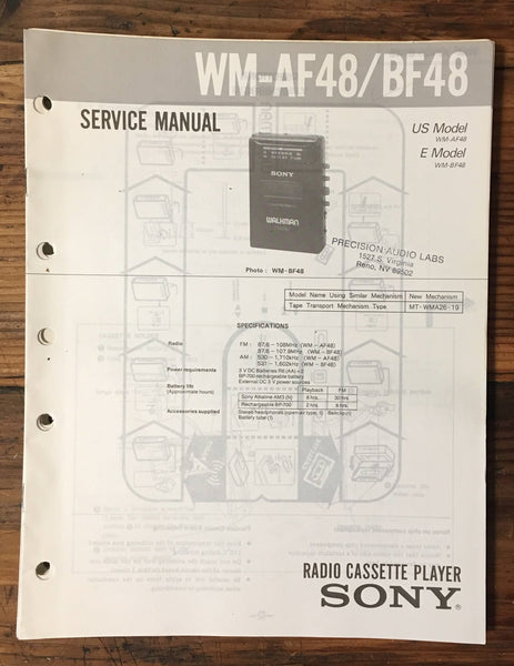 Sony WM-AF48 WM-BF48 Cassette Service Manual *Original*