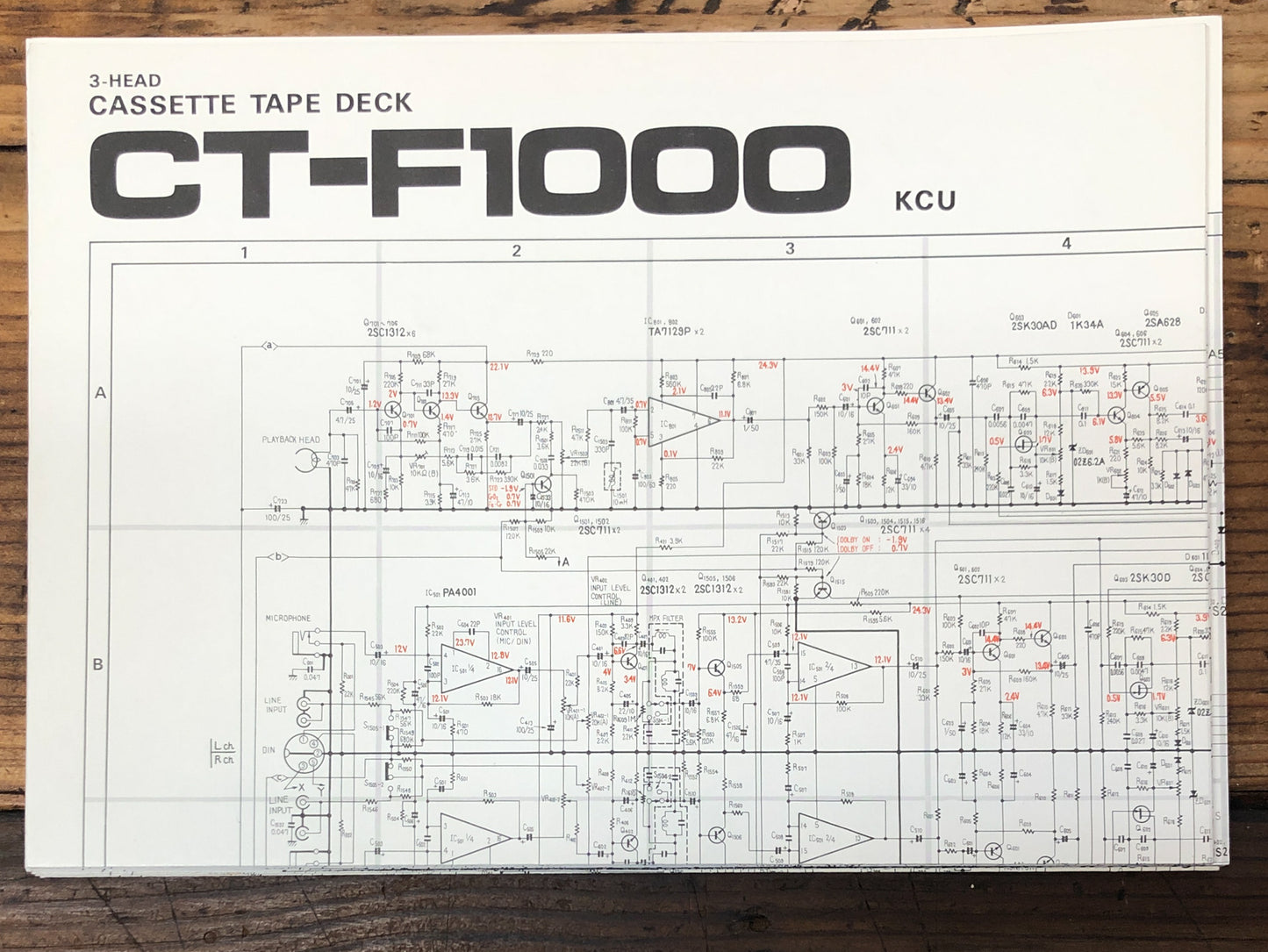 Pioneer CF-F1000 Cassette Foldout Service Manual *Original*