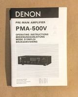 Denon PMA-500V Preamplifier Preamp  Owners Manual *Original*