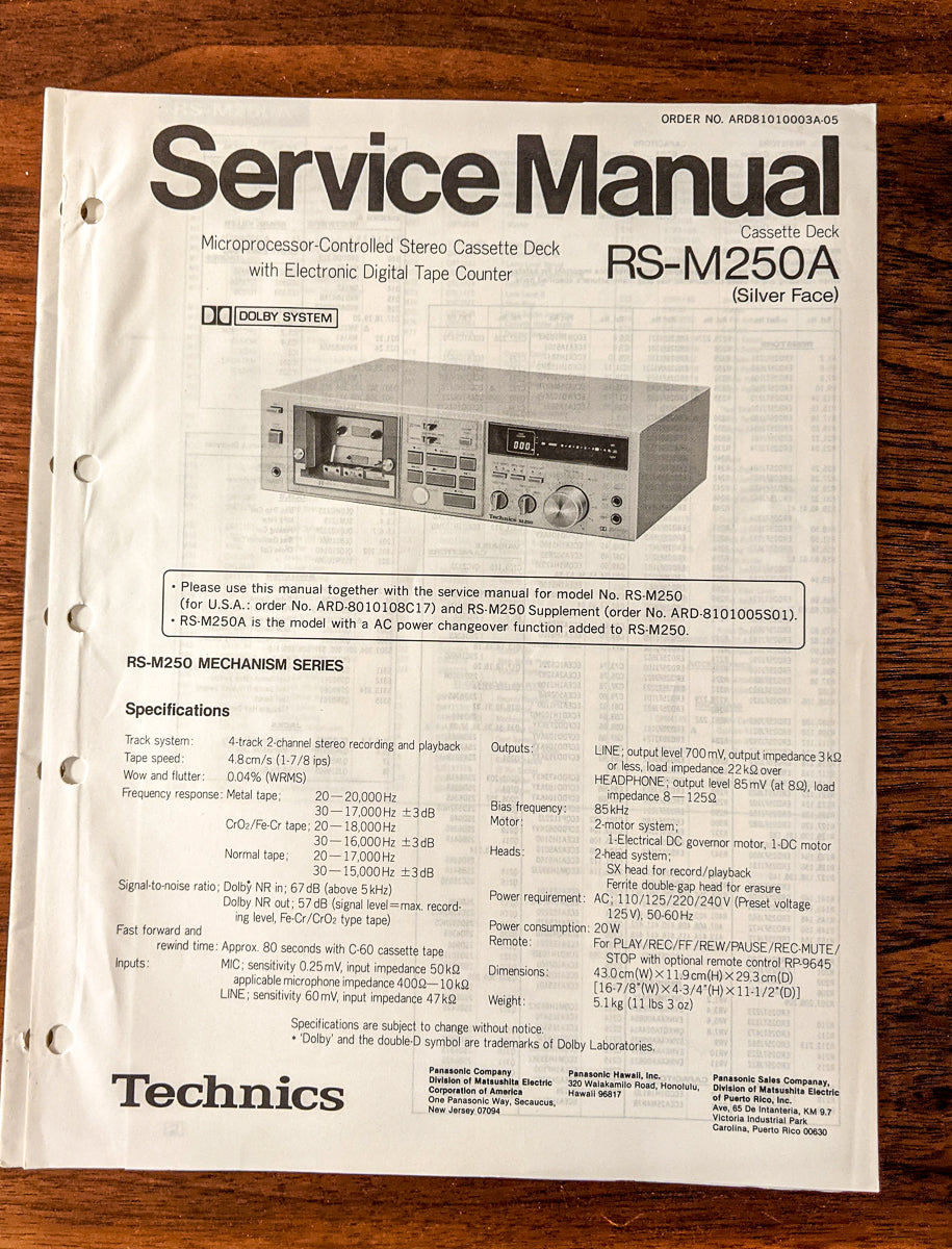 Panasonic RS-M250A Cassette Service Manual *Original*