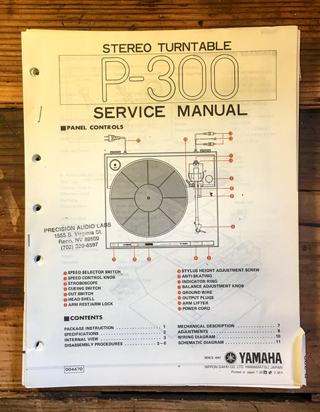 Yamaha P-300 Record Player / Turntable Service Manual *Original*