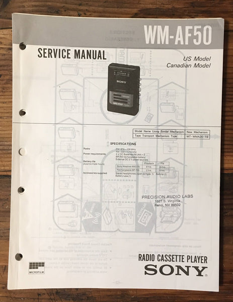 Sony WM-AF50 Cassette Service Manual *Original*