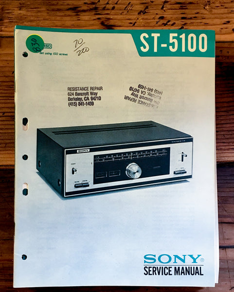 Sony ST-5100 Tuner Service Manual *Original*
