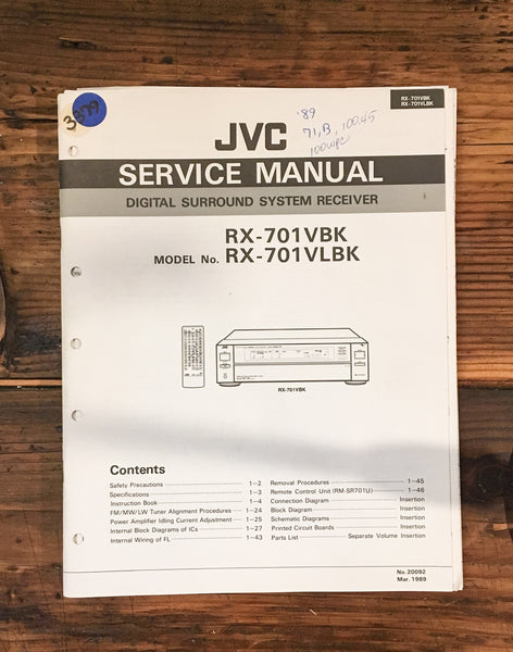 JVC RX-701 BK LBK Receiver Service Manual *Original*