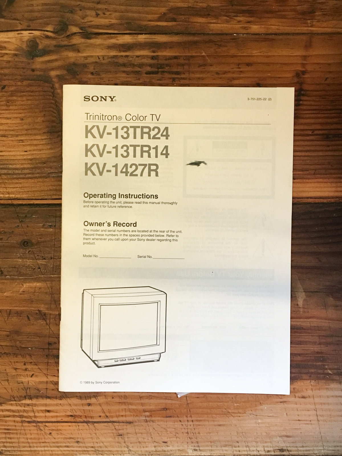 Sony KV-13TR24 -13TR14 -1427R Color TV Owners Manual *Original*