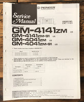 Pioneer GM-4141 GM-4041 ZM Amplifier  Service Manual *Original*