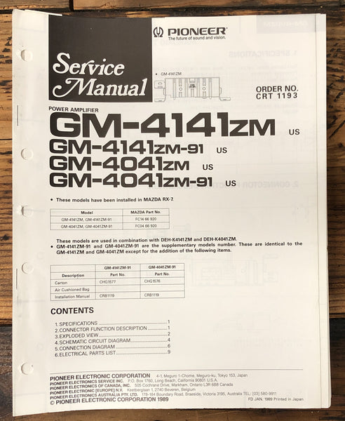 Pioneer GM-4141 GM-4041 ZM Amplifier  Service Manual *Original*