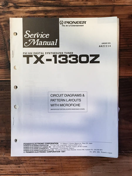 Pioneer TX-1330Z Tuner Service Manual *Original* #2