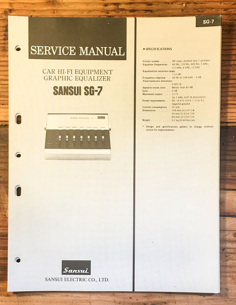Sansui SG-7 Equalizer Service Manual *Original*