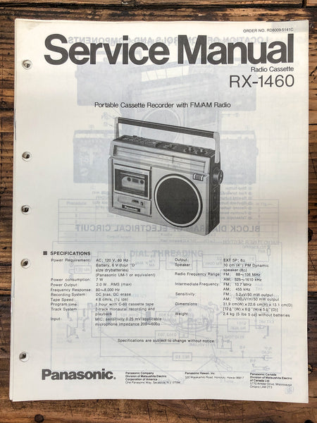 Panasonic RX-1460 Radio / Boombox  Service Manual *Original*