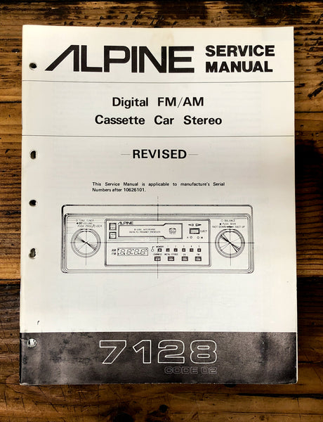 Alpine Model 7128 Car Radio / Cassette Revised Service Manual *Original* #1