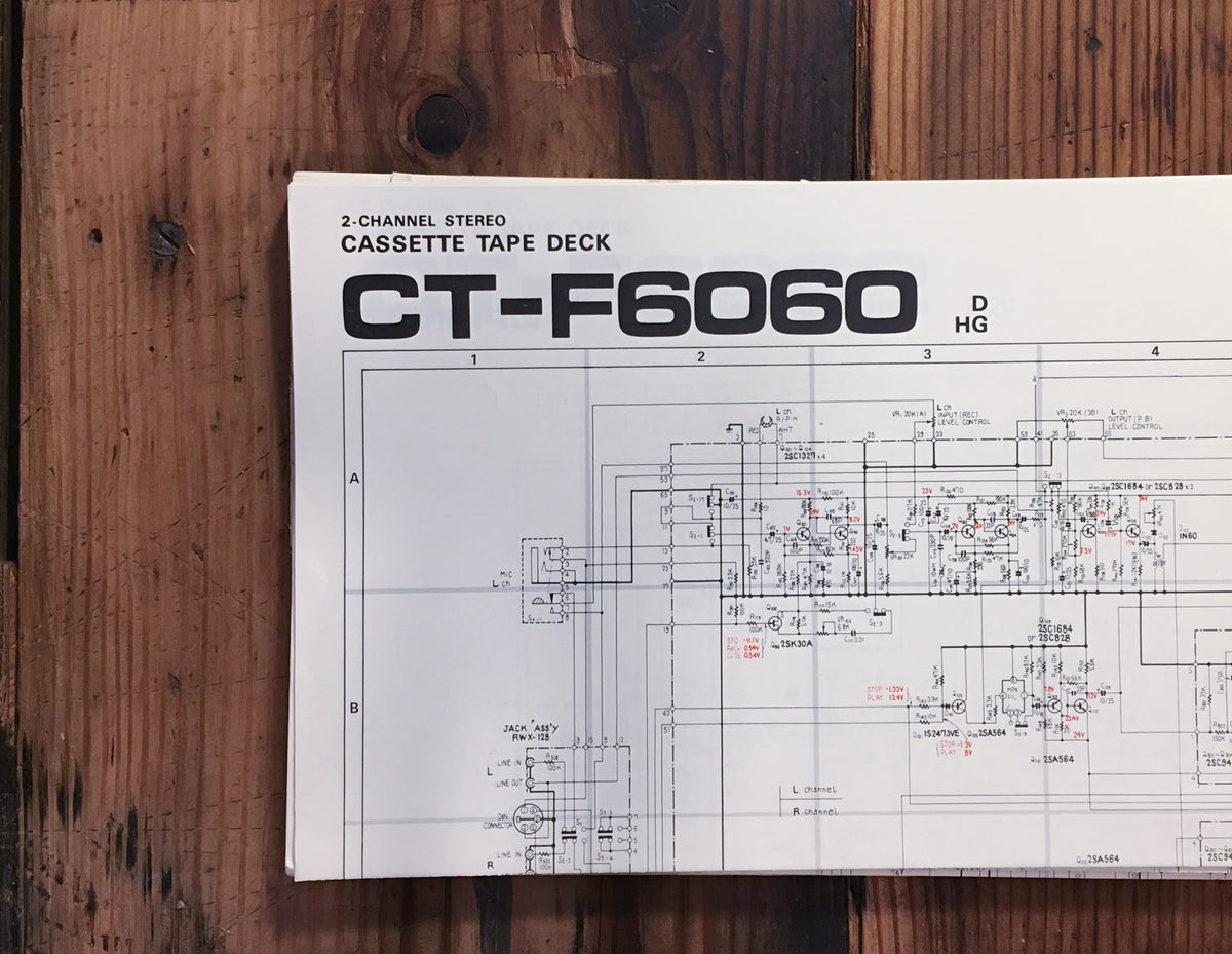 Pioneer CT-F6060 D HG Cassette Large Fold Out Schematic Sheet *Original*