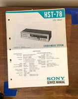 Sony HST-78 Stereo Music System Service Manual *Original*