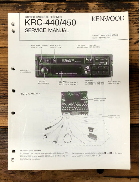Kenwood KRC-440 KRC-450 Car Radio  Service Manual *Original*