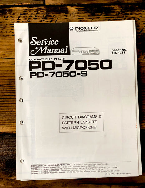 Pioneer PD-7050 PD-7050S CD Player  Service Manual *Original*